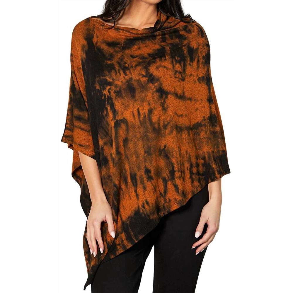 NEW FRENCH KYSS marble wash asymmetrical poncho in spice